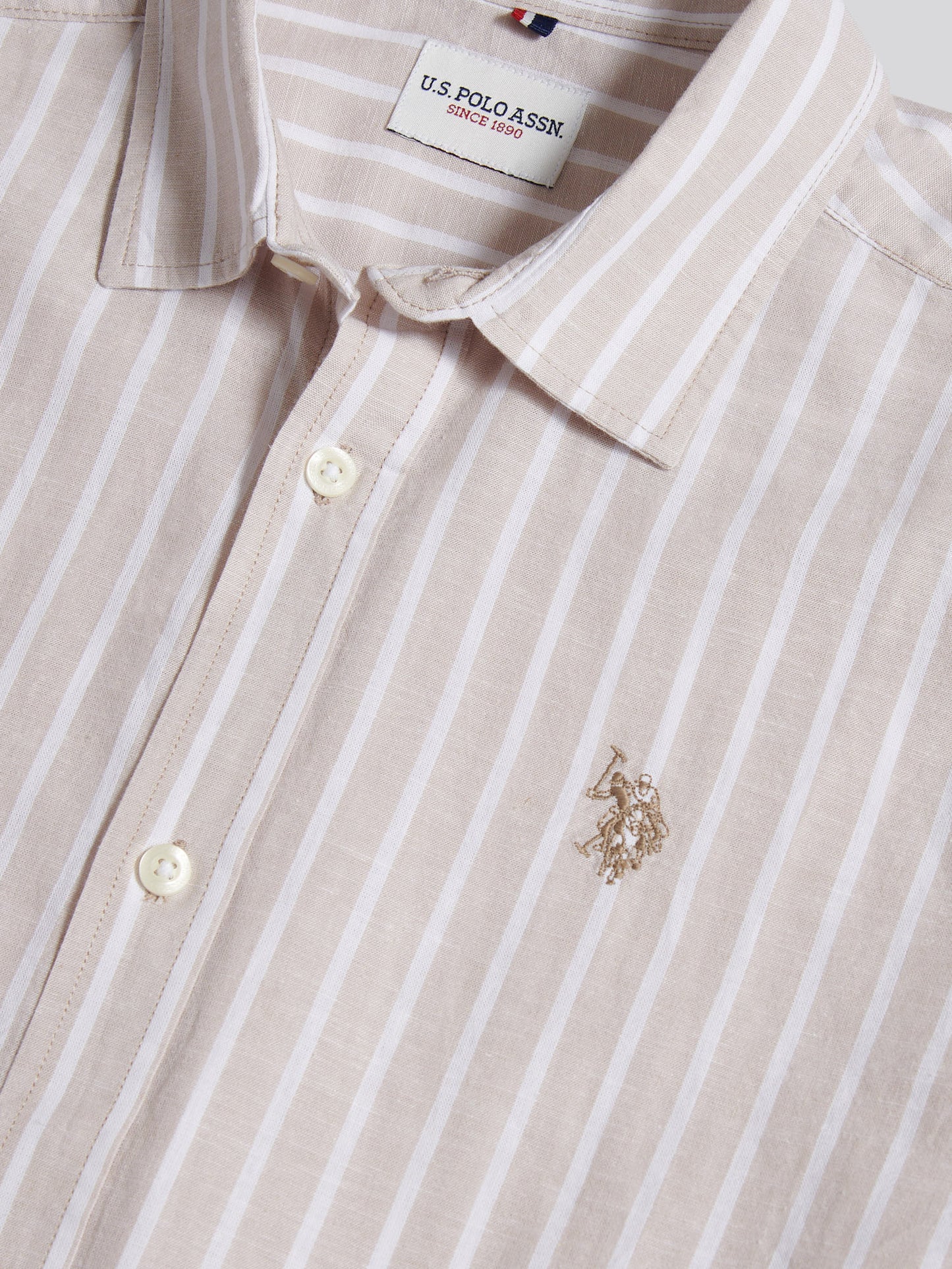 Mens Linen Blend Summer Stripe Short Sleeve Shirt Atmosphere