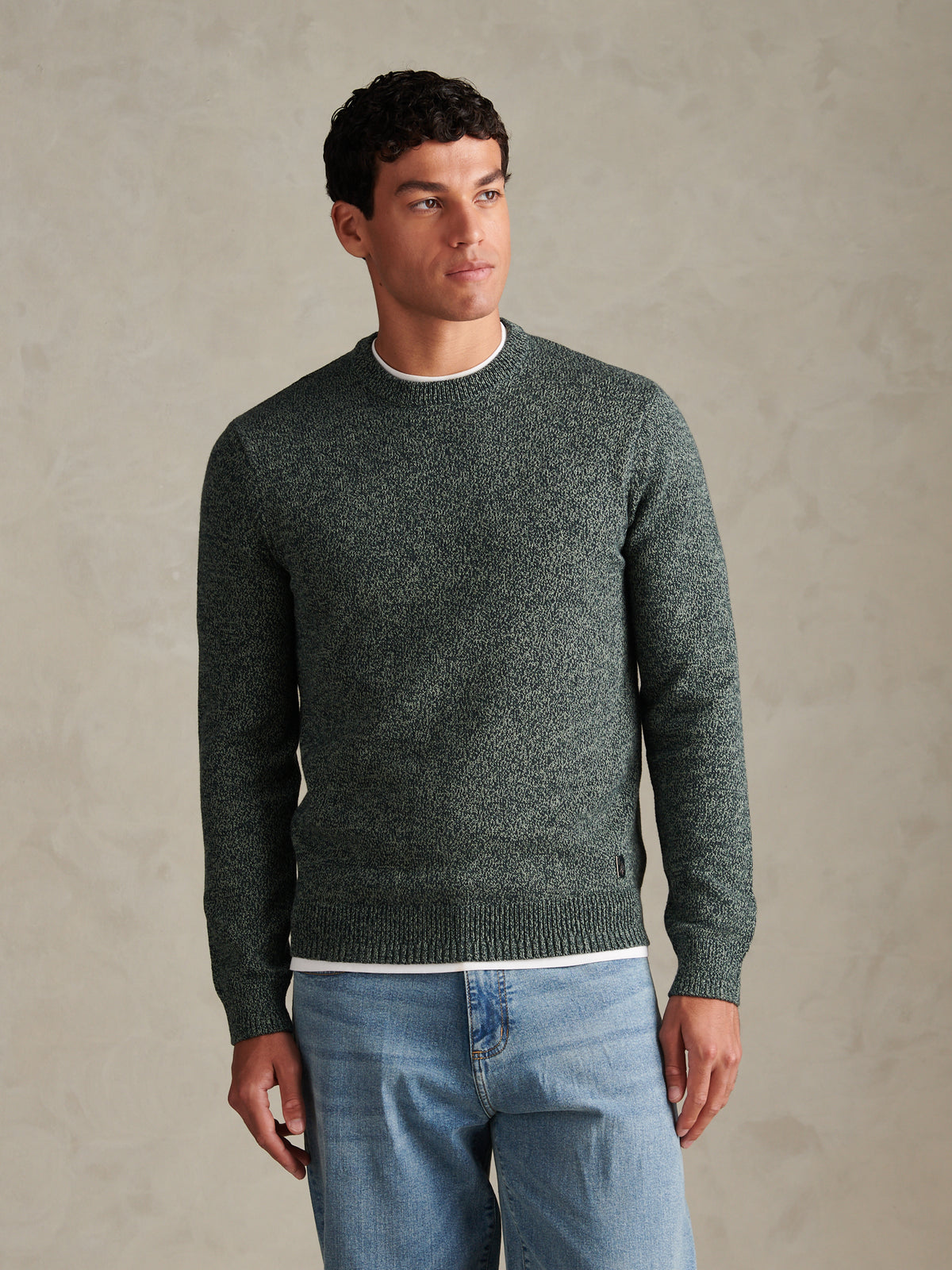 Mens Twisted Yarn Crew Neck Knit Green Gables