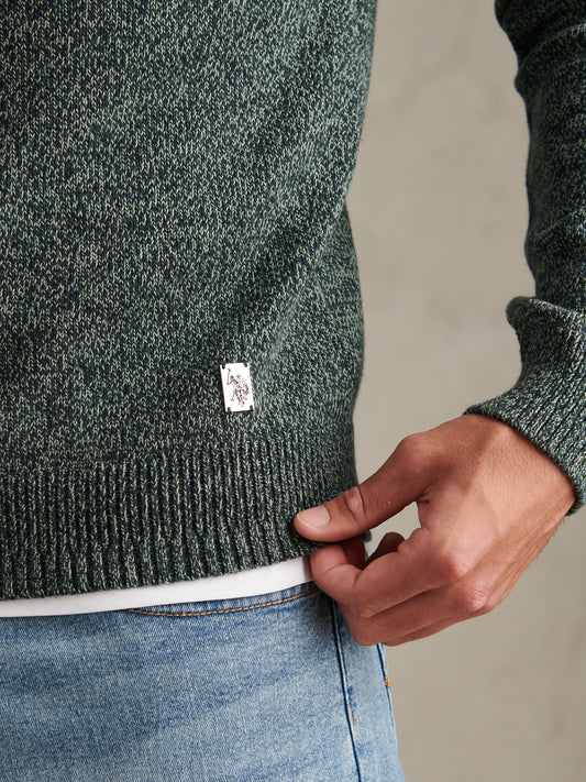 Mens Twisted Yarn Crew Neck Knit Green Gables