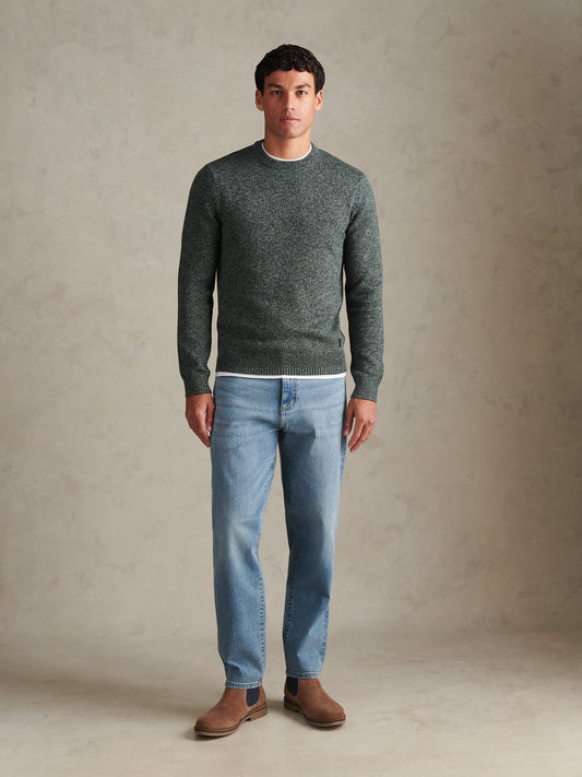 Mens Twisted Yarn Crew Neck Knit Green Gables