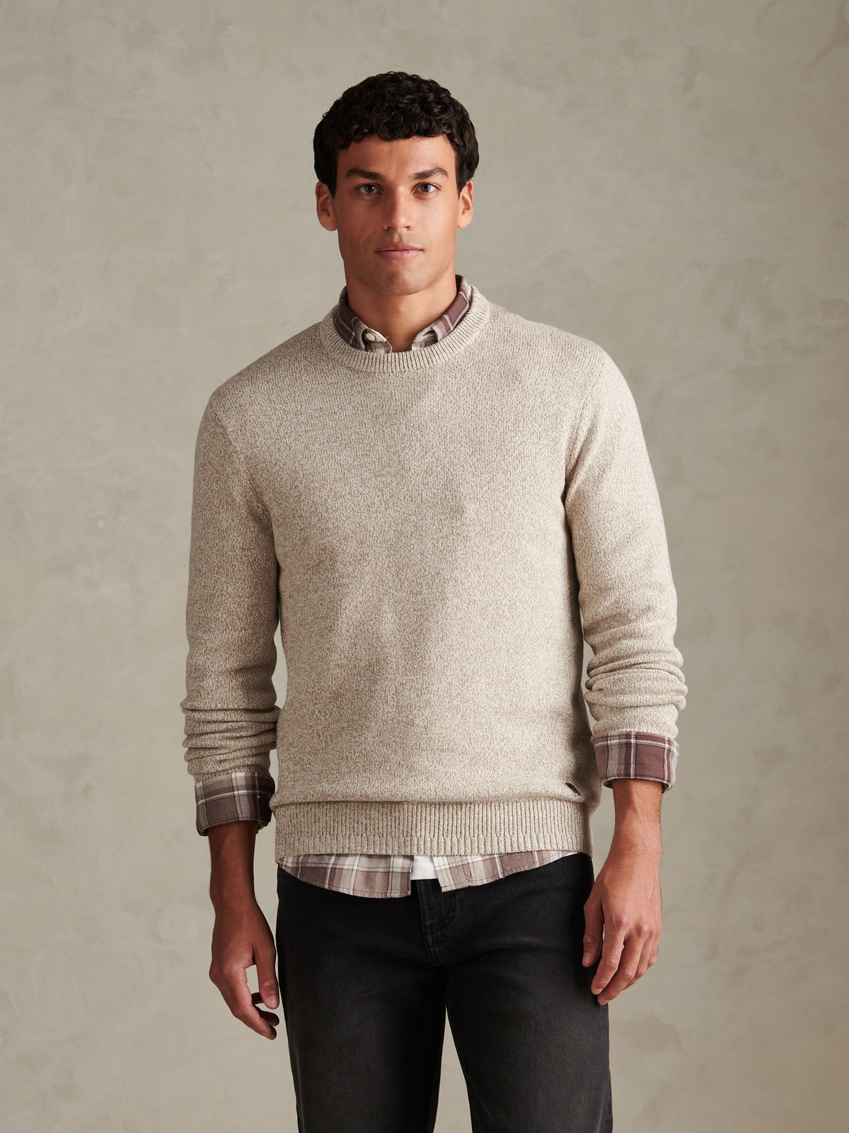 Mens Twisted Yarn Crew Neck Knit Nacreous Clouds