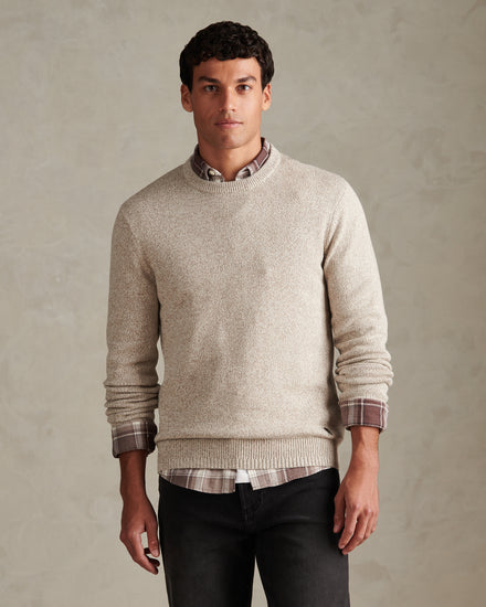 Mens Twisted Yarn Crew Neck Knit Nacreous Clouds