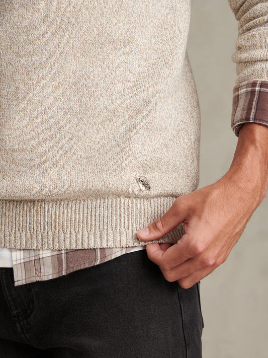 Mens Twisted Yarn Crew Neck Knit Nacreous Clouds