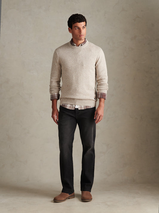 Mens Twisted Yarn Crew Neck Knit Nacreous Clouds