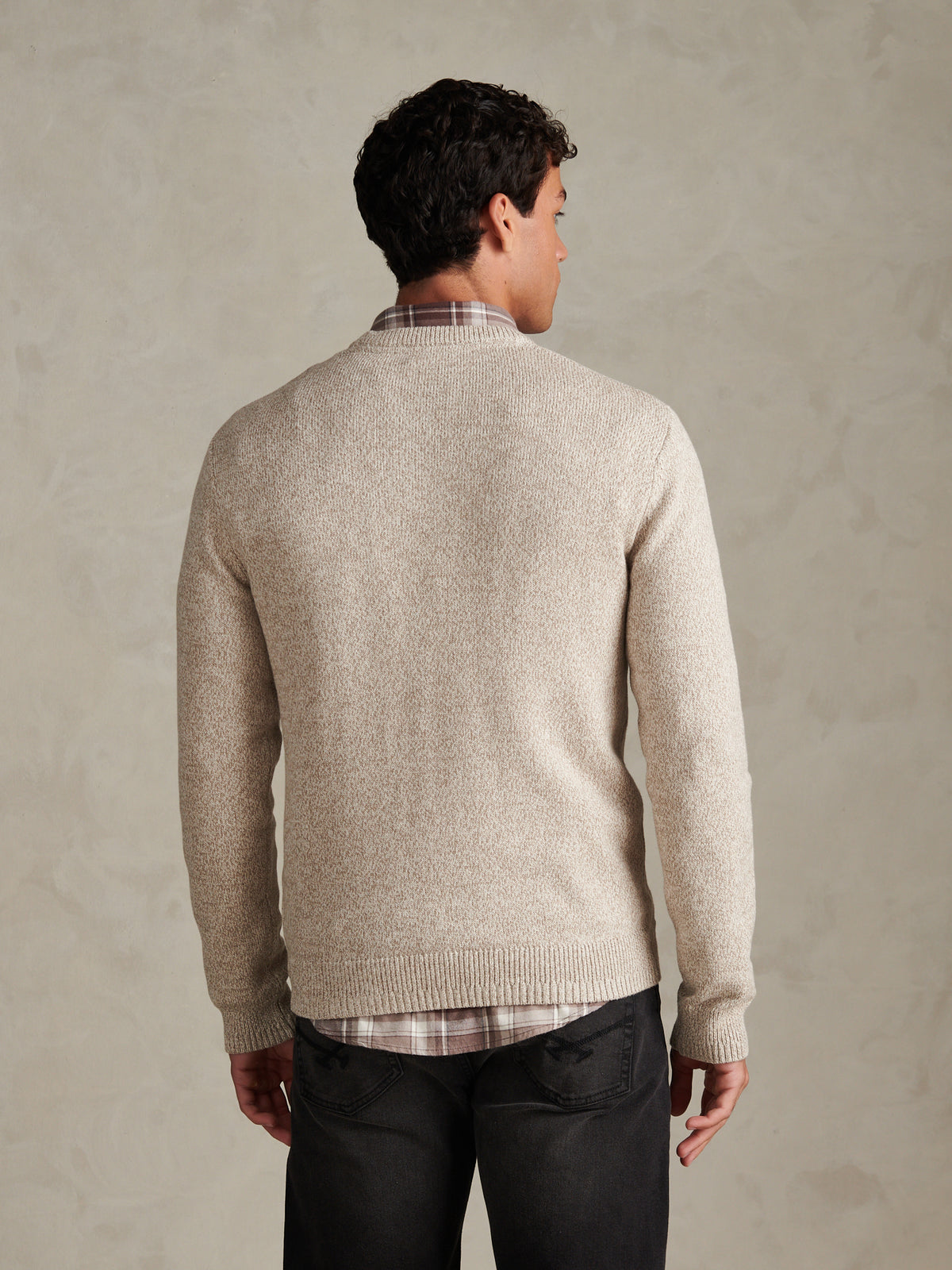 Mens Twisted Yarn Crew Neck Knit Nacreous Clouds