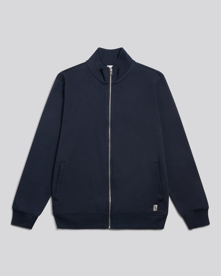 Mens Twill Jersey Funnel Neck Zip Sweat Dark Sapphire Navy