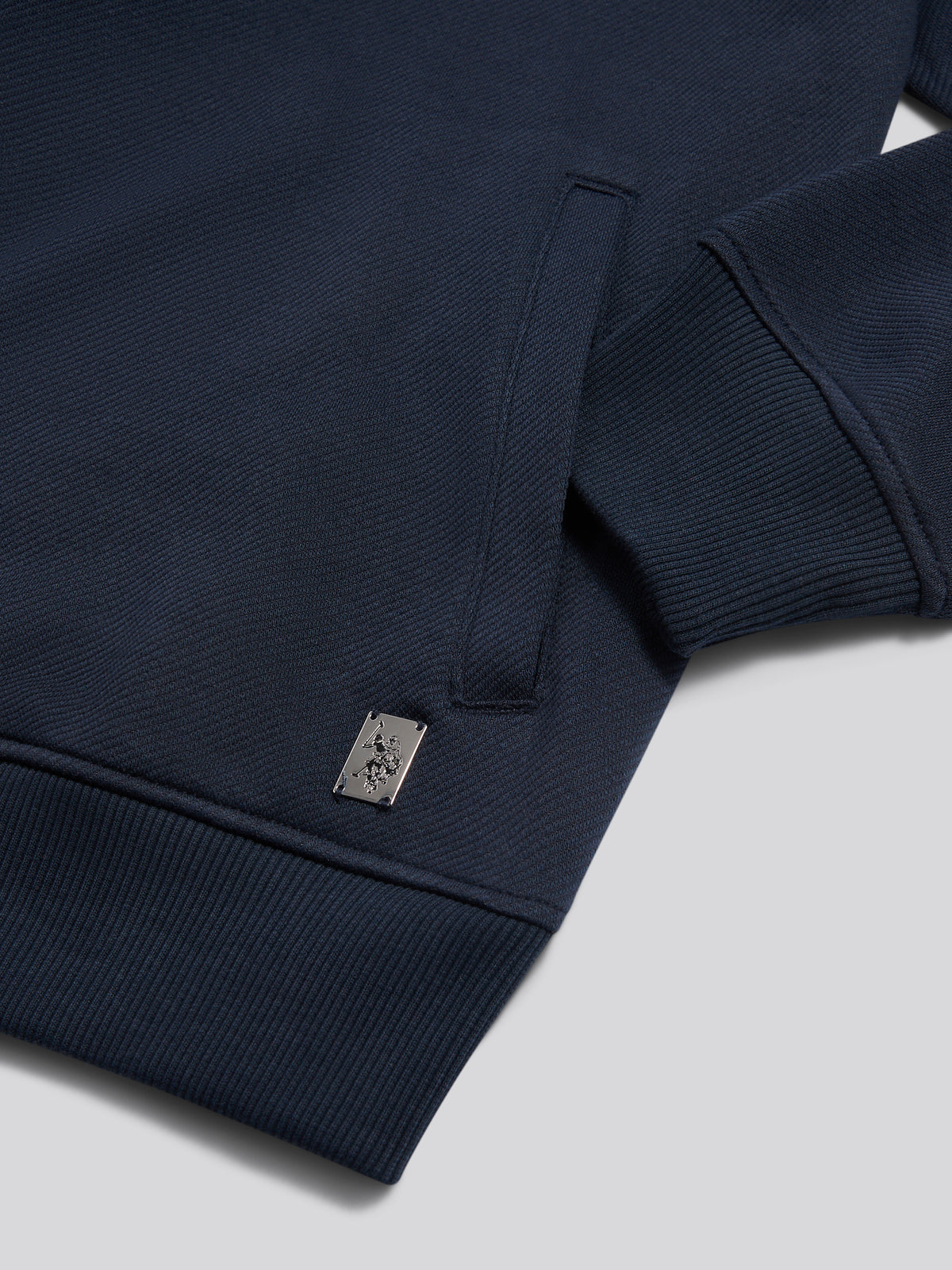 Mens Twill Jersey Funnel Neck Zip Sweat Dark Sapphire Navy