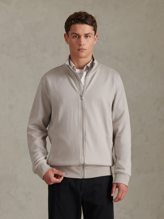 Mens Twill Jersey Funnel Neck Zip Sweat Nacreous Clouds