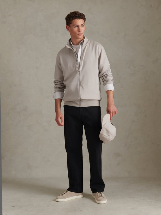 Mens Twill Jersey Funnel Neck Zip Sweat Nacreous Clouds