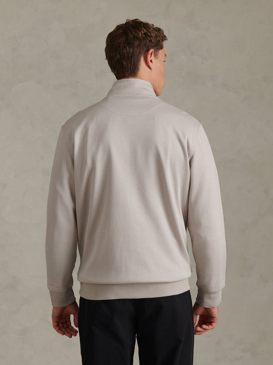 Mens Twill Jersey Funnel Neck Zip Sweat Nacreous Clouds