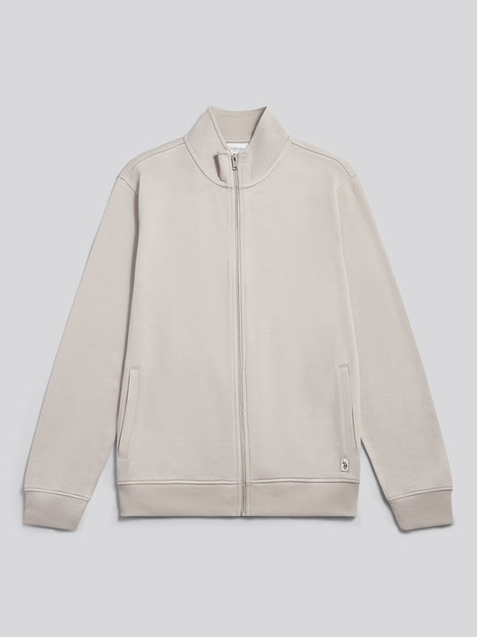 Mens Twill Jersey Funnel Neck Zip Sweat Nacreous Clouds