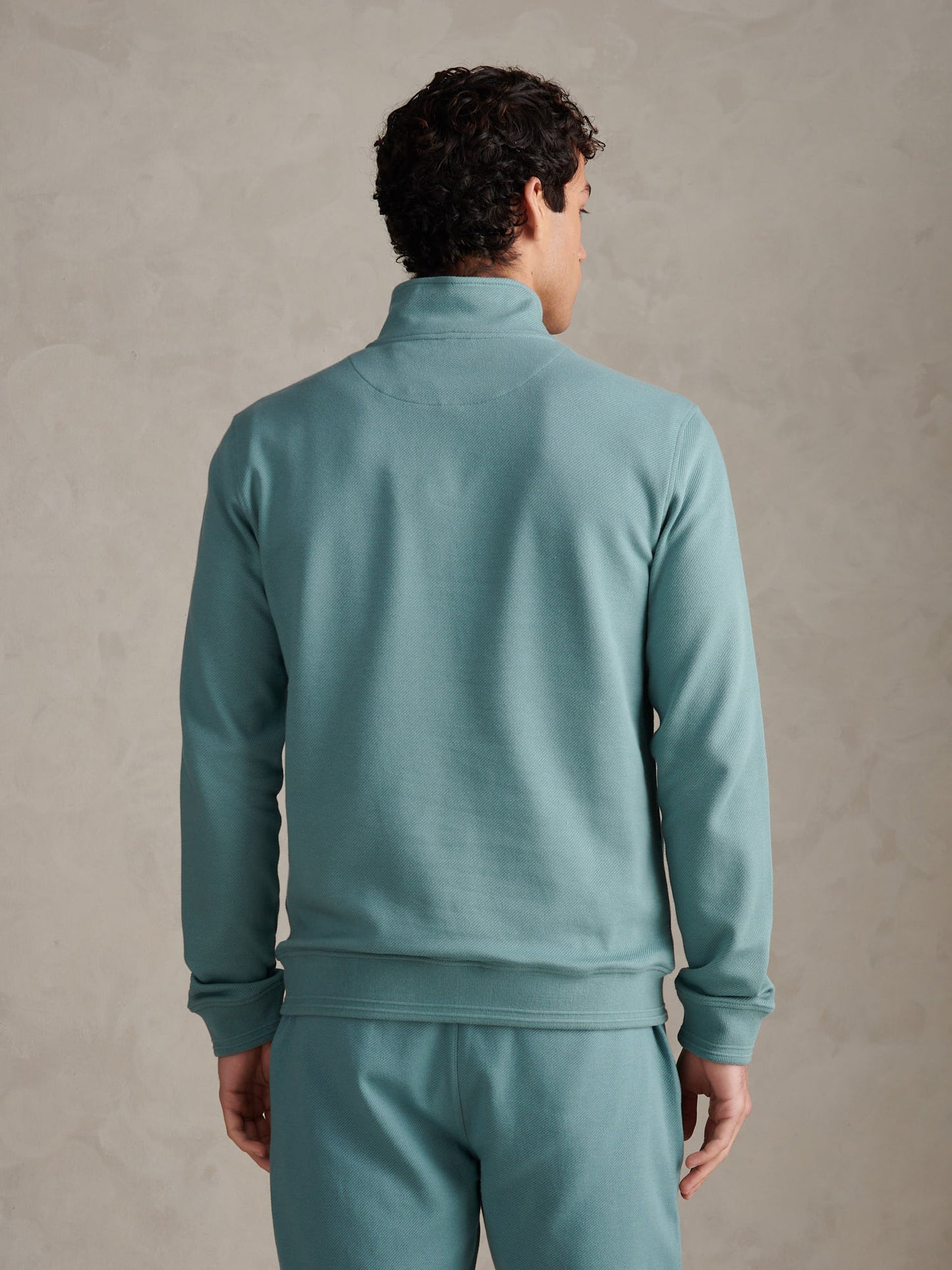 Mens Twill Textured 1/4 Zip Funnel Sweatshirt Arctic