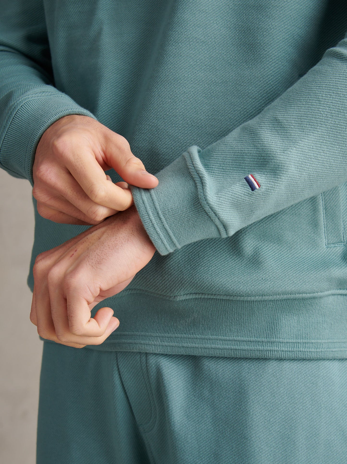 Mens Twill Textured 1/4 Zip Funnel Sweatshirt Arctic