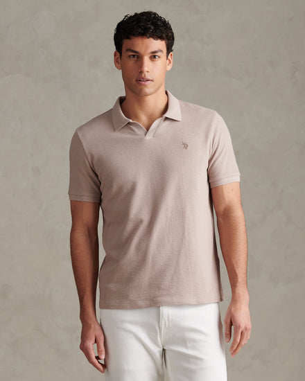 Mens Terry Open Collar Polo Shirt Atmosphere