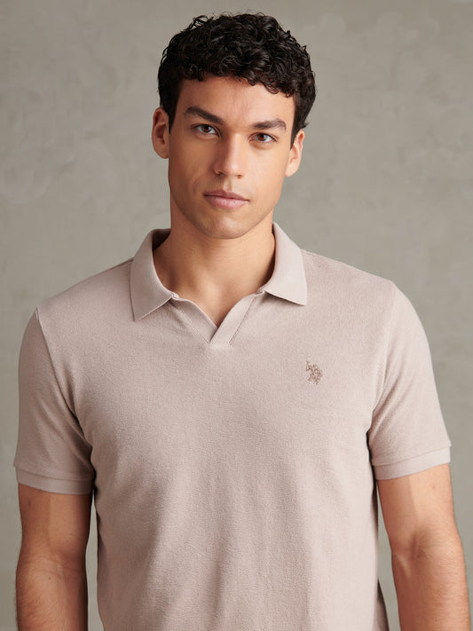 Mens Terry Open Collar Polo Shirt Atmosphere