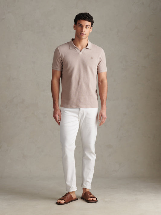 Mens Terry Open Collar Polo Shirt Atmosphere