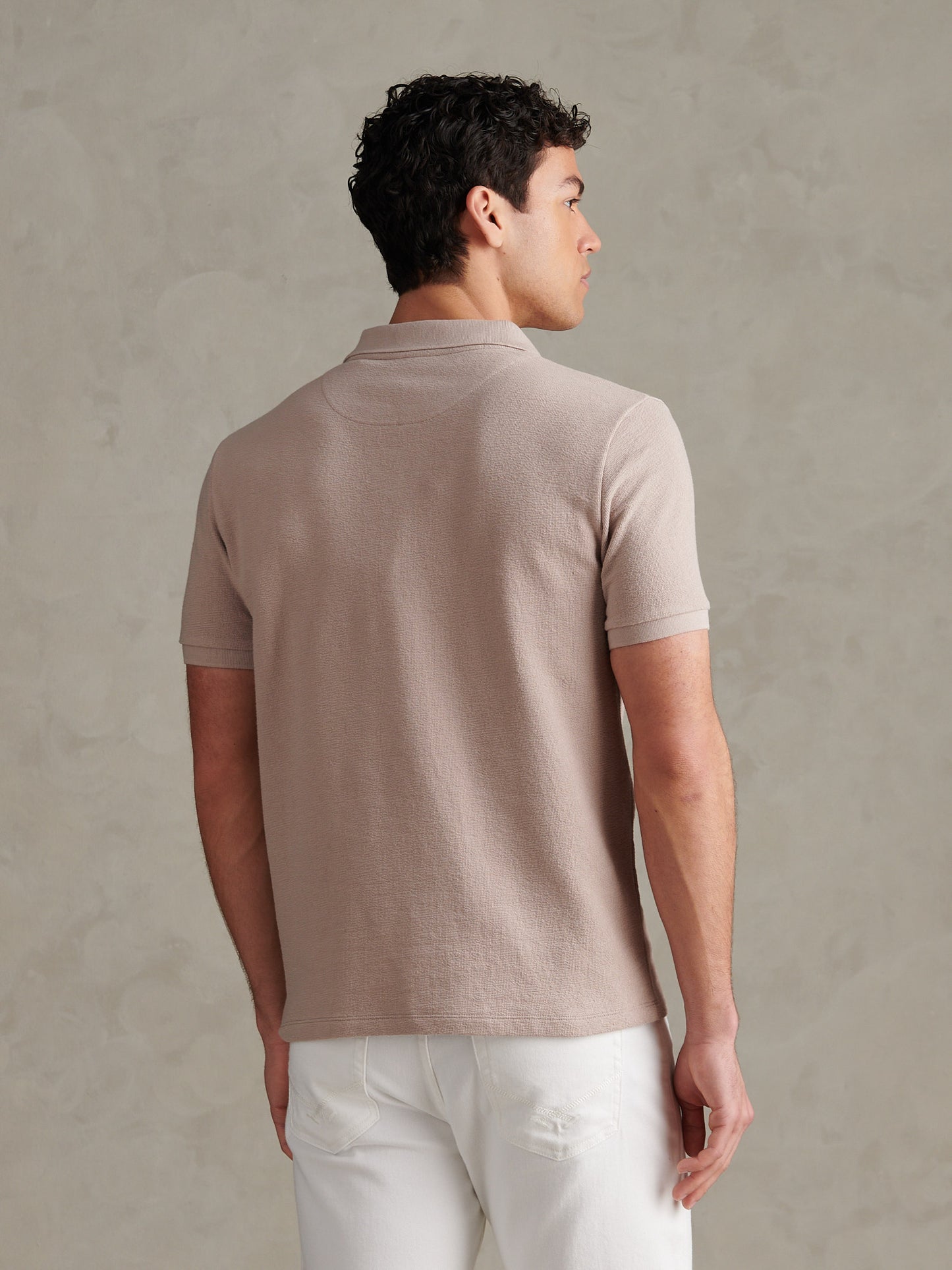 Mens Terry Open Collar Polo Shirt Atmosphere