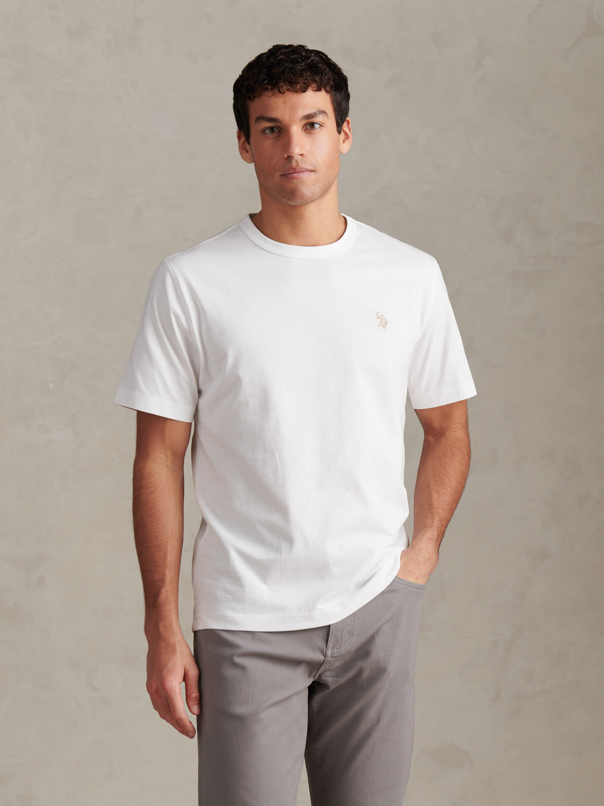 Mens Relaxed Fit Double Horsemen T-Shirt Whisper White