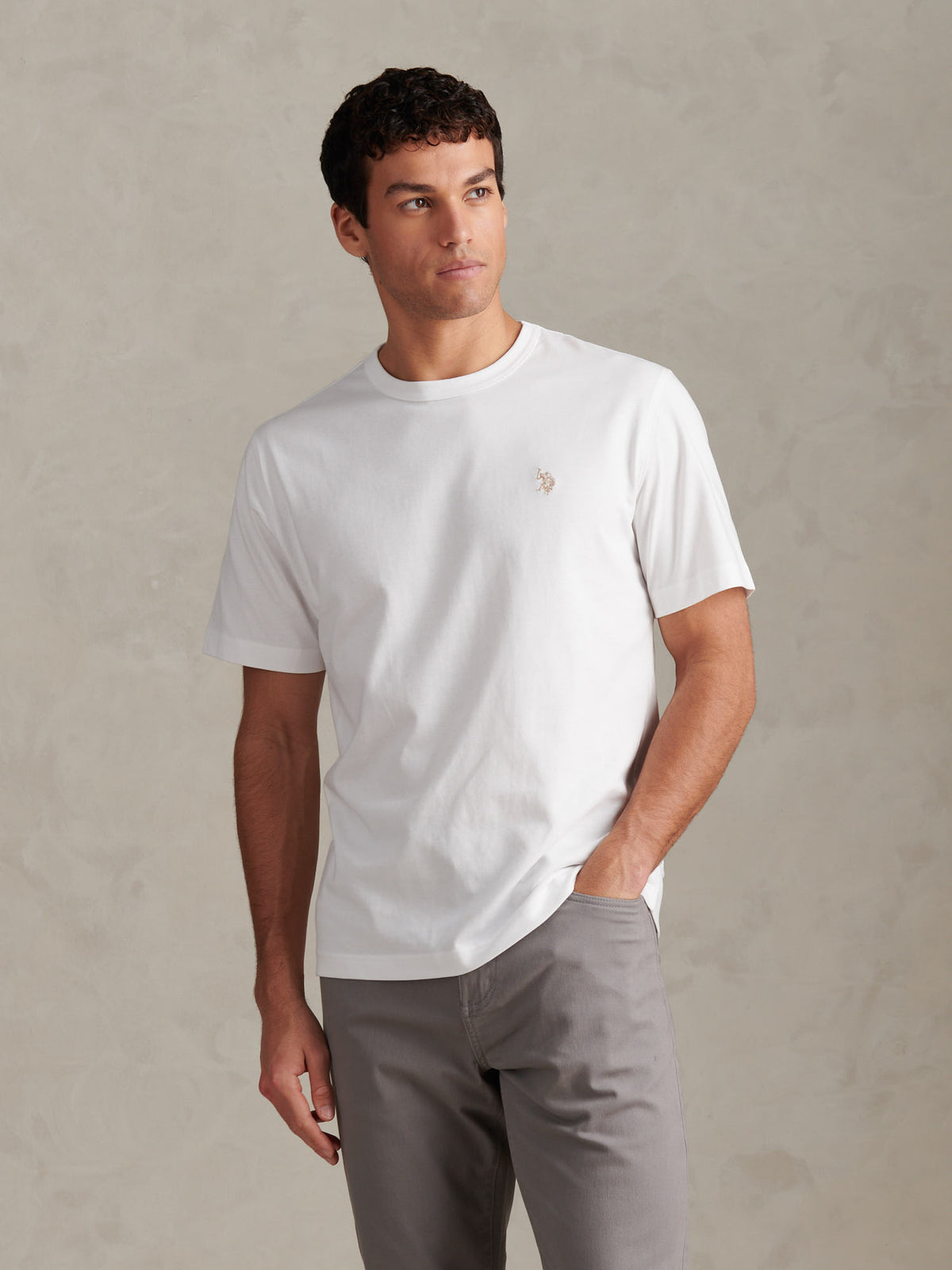 Mens Relaxed Fit Double Horsemen T-Shirt Whisper White