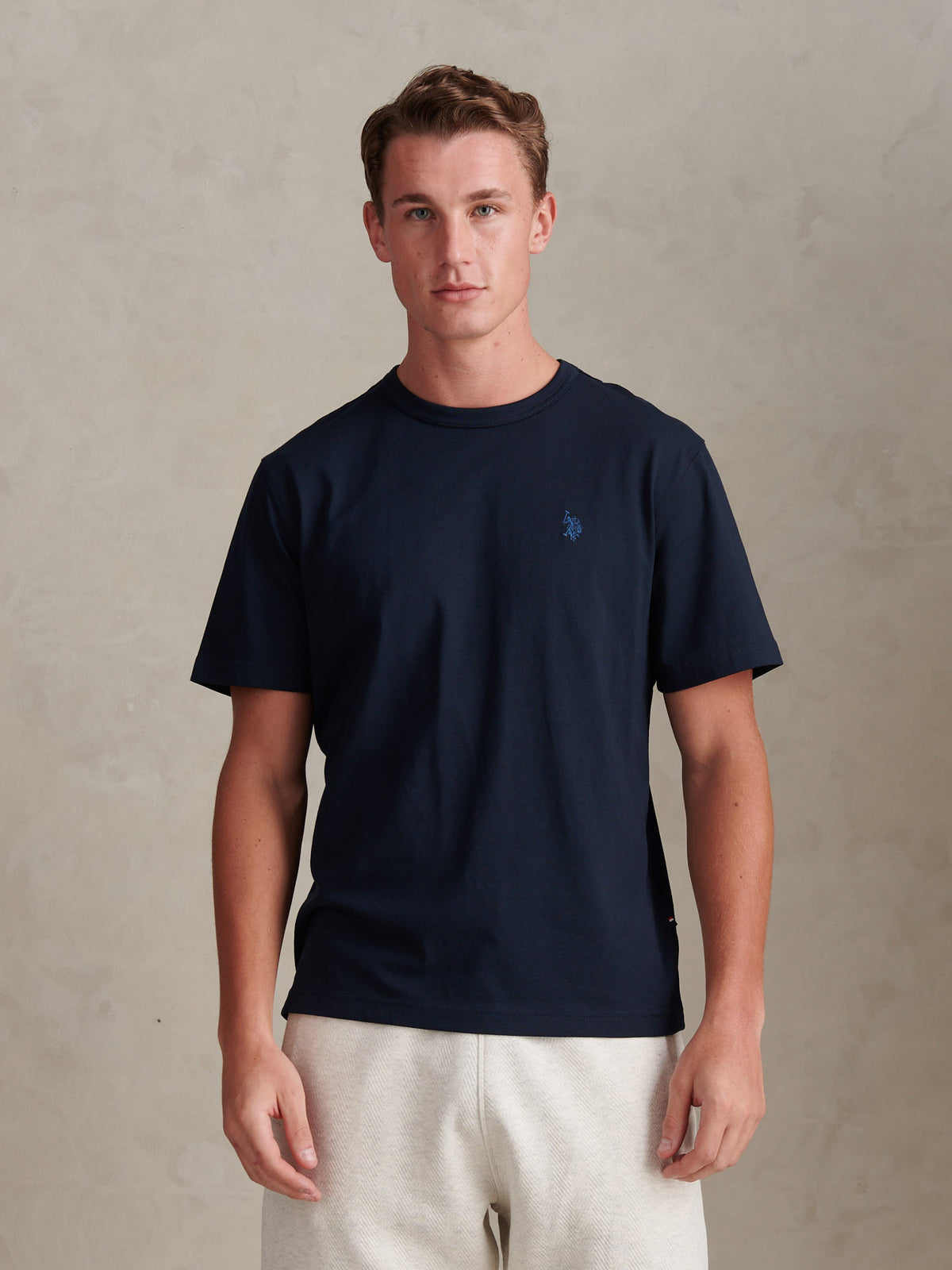 Mens Relaxed Fit Double Horsemen T-Shirt Dark Sapphire Navy / Moonlight Blue DHM