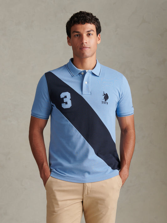 Sash Two Colour Pique Polo Ashleigh Blue