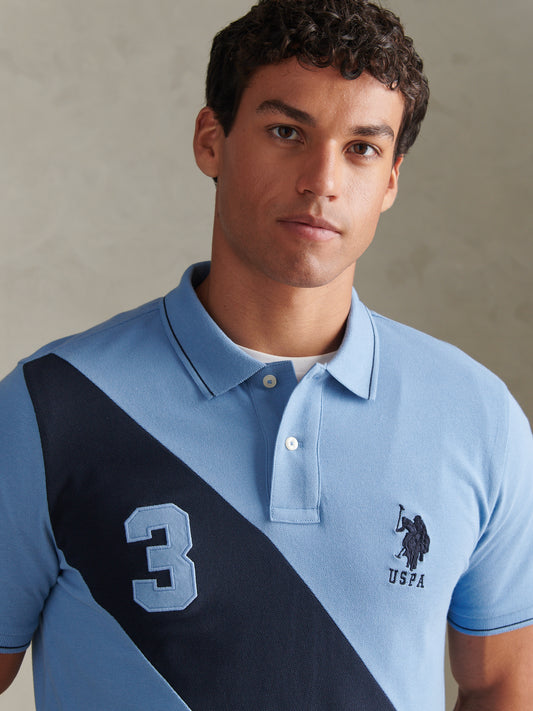 Sash Two Colour Pique Polo Ashleigh Blue