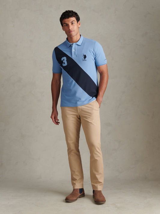 Sash Two Colour Pique Polo Ashleigh Blue