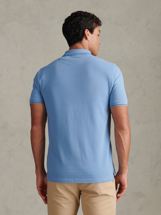 Sash Two Colour Pique Polo Ashleigh Blue
