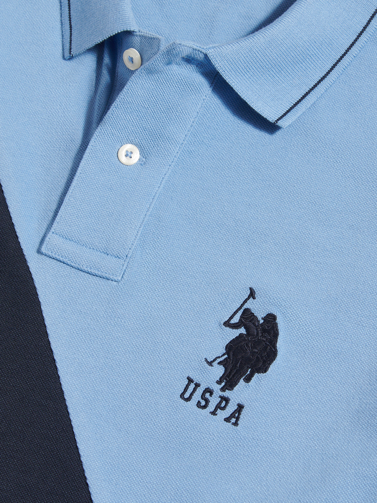 Mens Sash Colour Block Pique Polo Shirt Ashleigh Blue