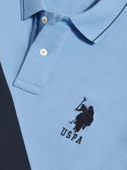 Sash Two Colour Pique Polo Ashleigh Blue