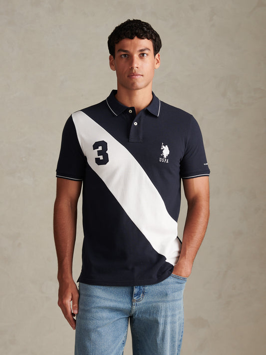 Sash Two Colour Pique Polo Dark Sapphire Navy