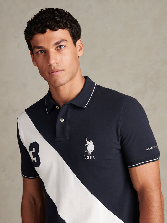 Sash Two Colour Pique Polo Dark Sapphire Navy
