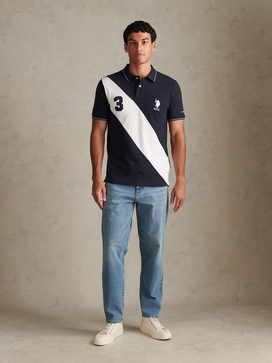 Sash Two Colour Pique Polo Dark Sapphire Navy