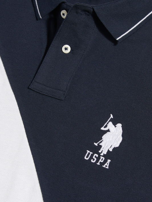 Sash Two Colour Pique Polo Dark Sapphire Navy