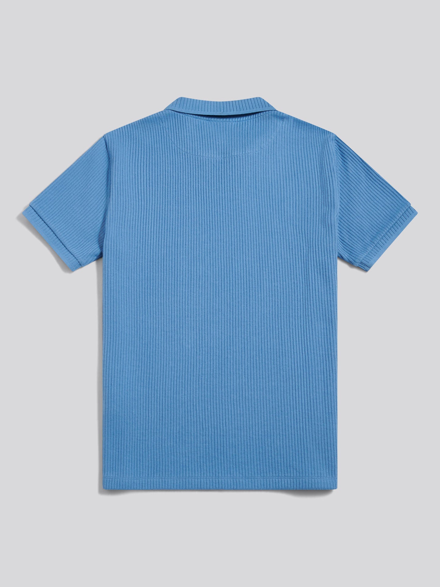 Mens Mini Vertical Texture Open Collar Polo Shirt Riviera