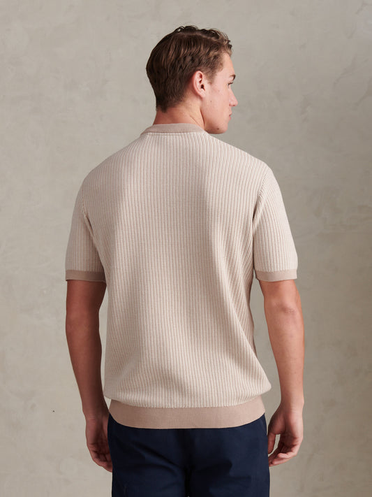 Mens Cotton Vertical Texture Knit T-Shirt Atmosphere