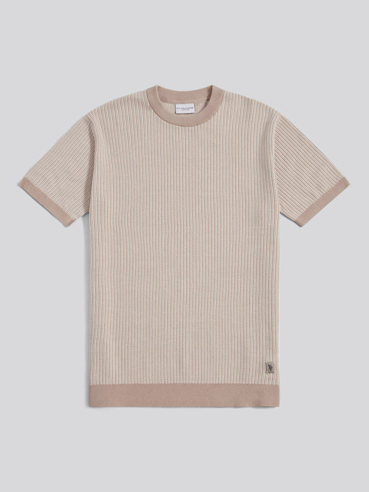 Mens Cotton Vertical Texture Knit T-Shirt Atmosphere