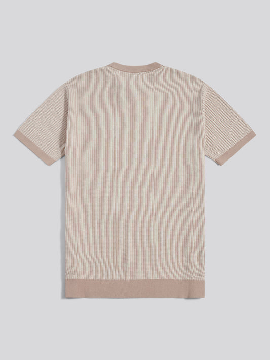 Mens Cotton Vertical Texture Knit T-Shirt Atmosphere