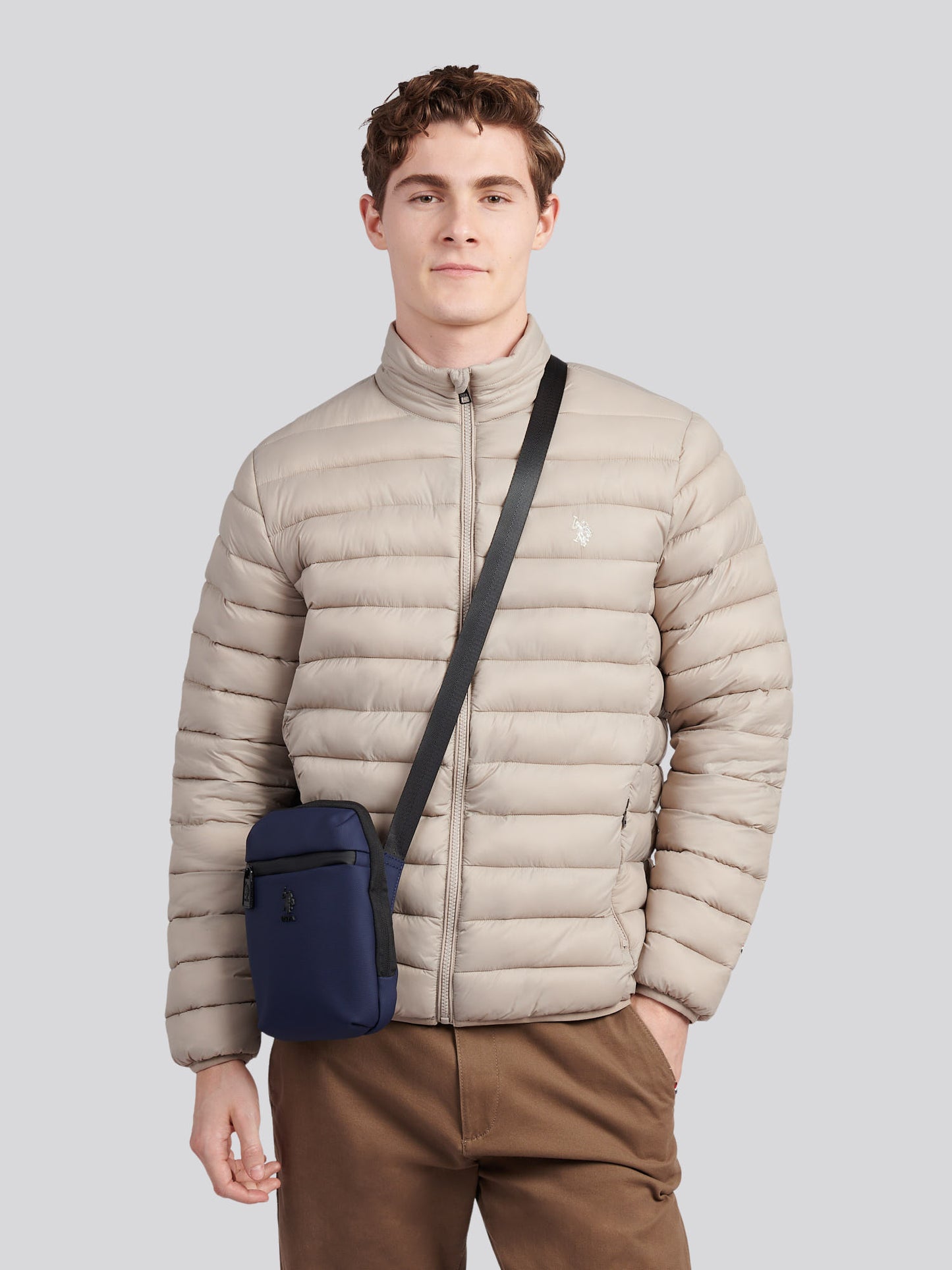 Mens Small Arrowhead Crossbody Bag in Navy