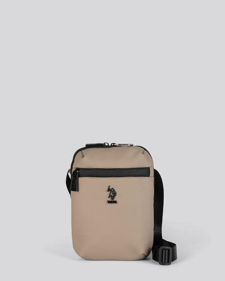 Mens Small Arrowhead Crossbody Bag in Deep Taupe