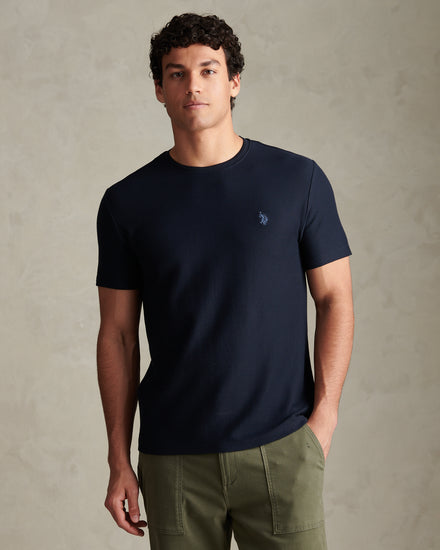 Mens Herringbone Jersey T-Shirt Dark Sapphire Navy / Moonlight Blue DHM