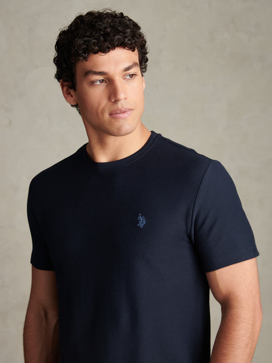 Herringbone Jersey Tshirt Dark Sapphire Navy / Moonlight Blue DHM
