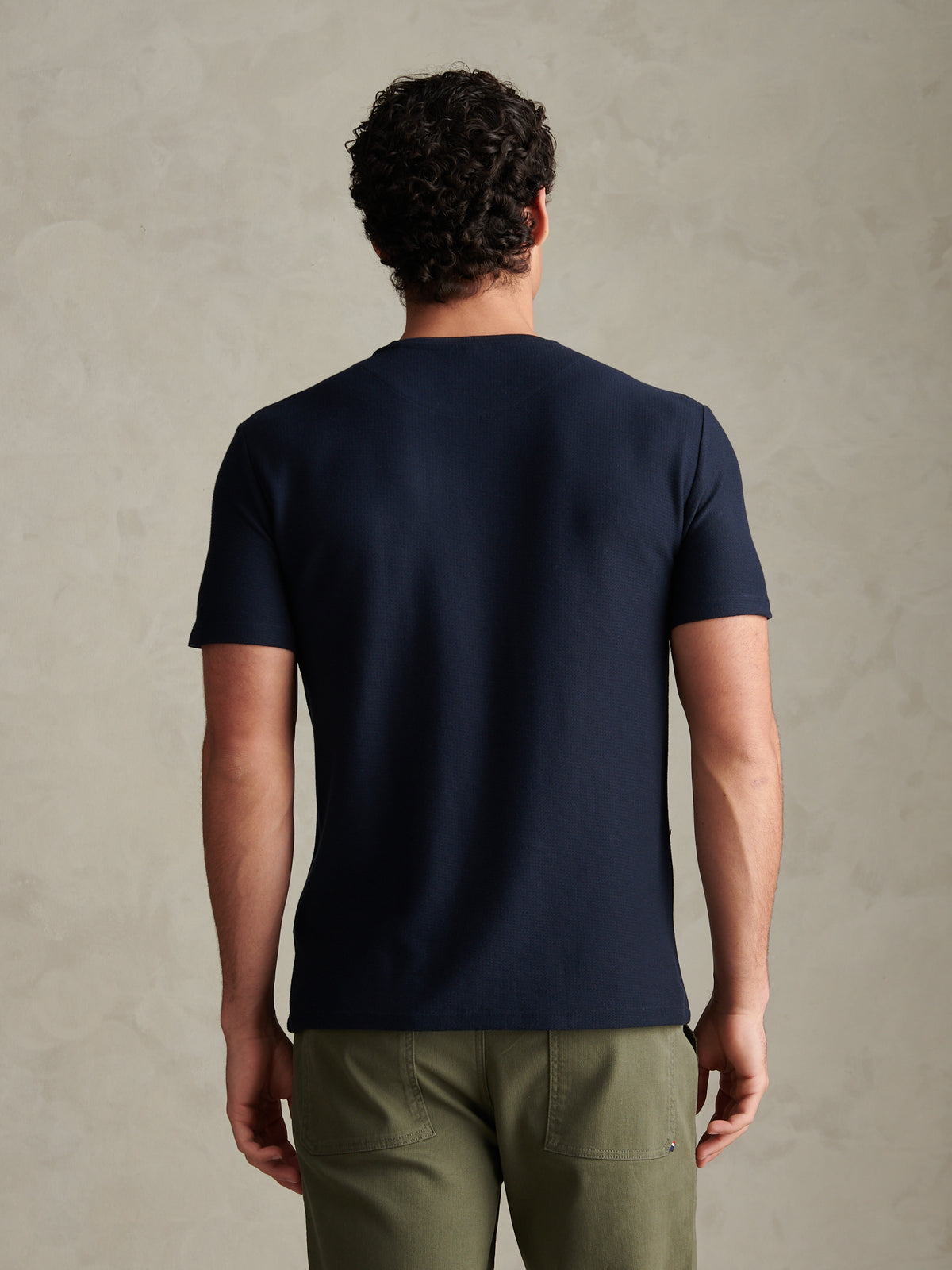 Mens Herringbone Jersey T-Shirt Dark Sapphire Navy / Moonlight Blue DHM