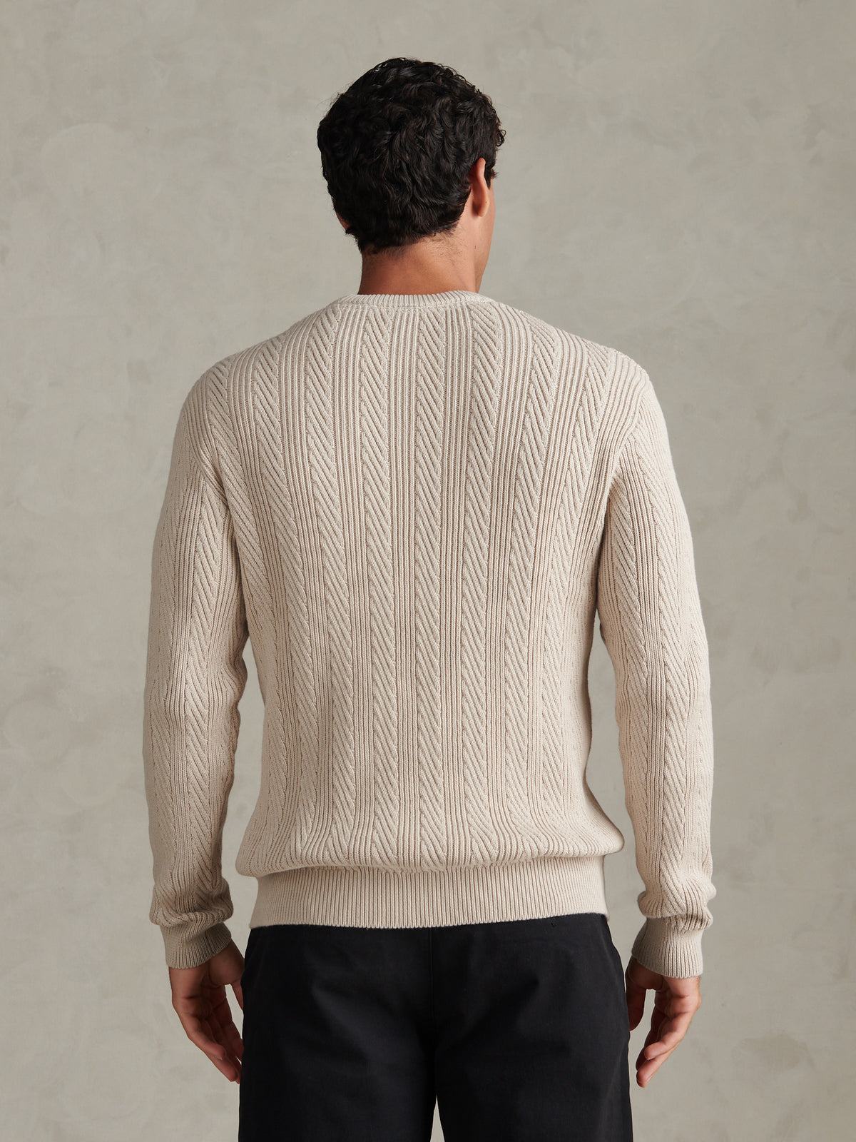 Mens Twill Aran Crew Knit Nacreous Clouds
