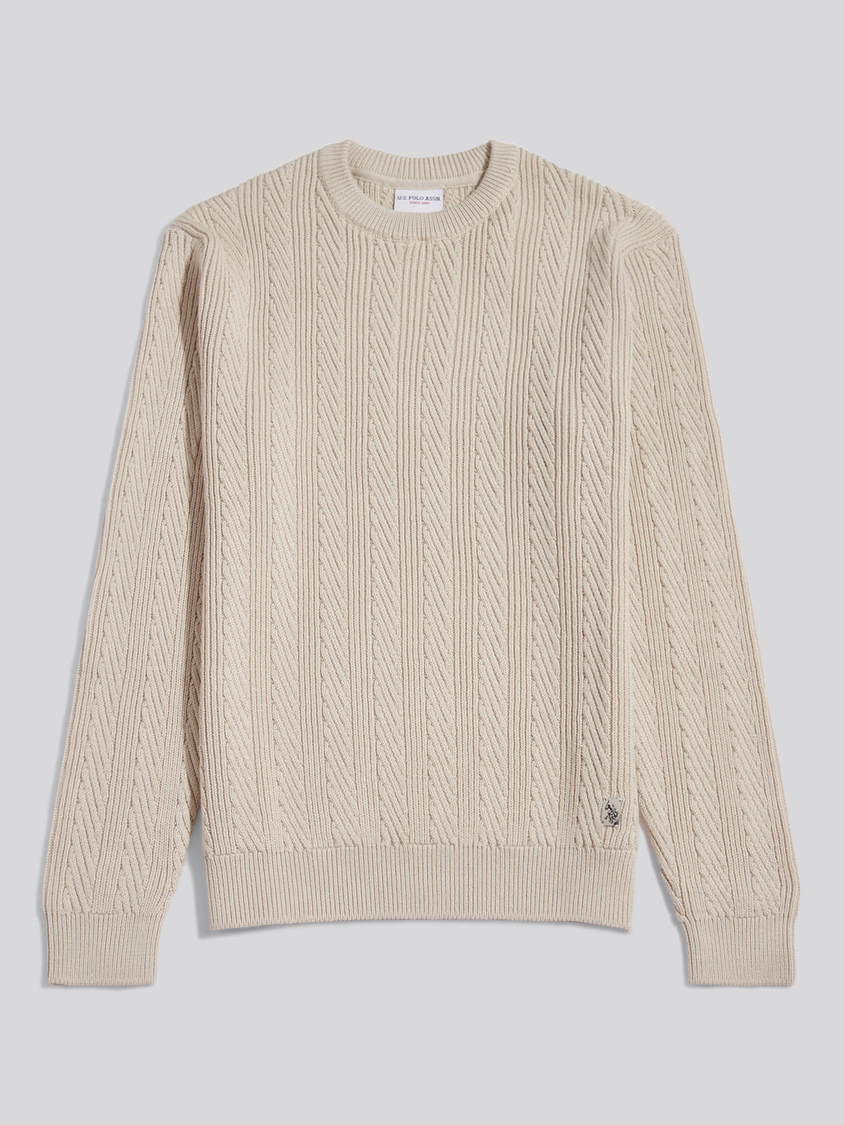 Mens Twill Aran Crew Knit Nacreous Clouds