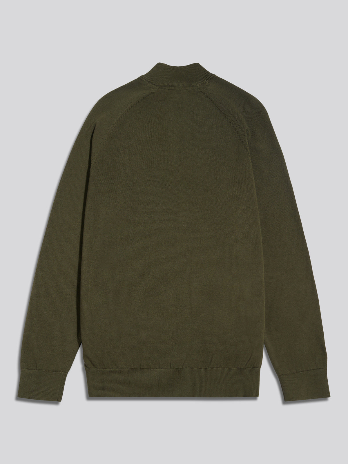 Mens Moss Stitch Raglan Sleeve Quarter Zip Funnel Neck Jumper Forest Night