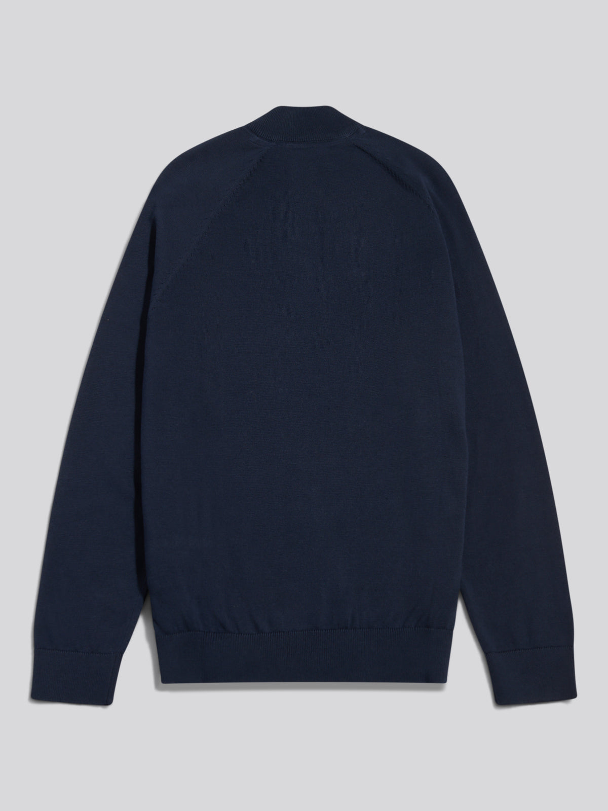 Mens Moss Stitch Raglan Sleeve Quarter Zip Funnel Neck Jumper Dark Sapphire Navy / Moonlight Blue DHM