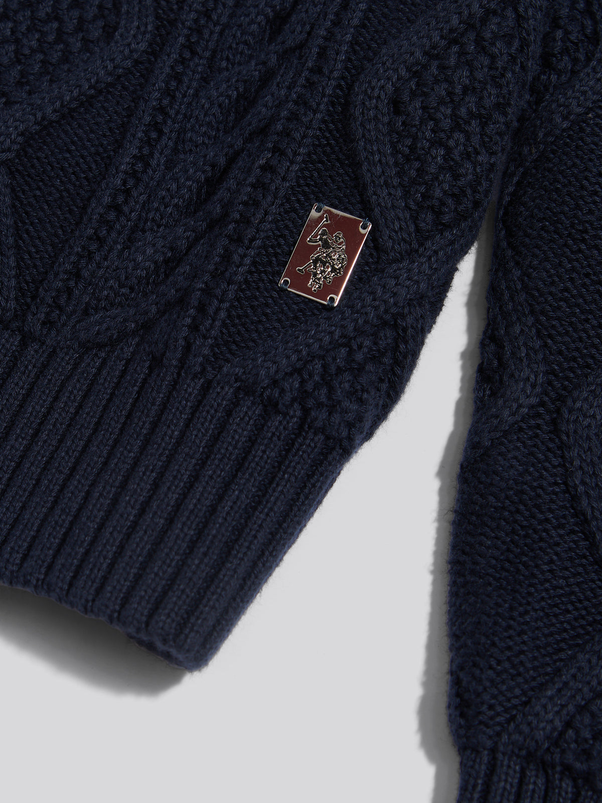 Mens Heritage Aran Nep Half Zip Knit Jumper Dark Sapphire Navy