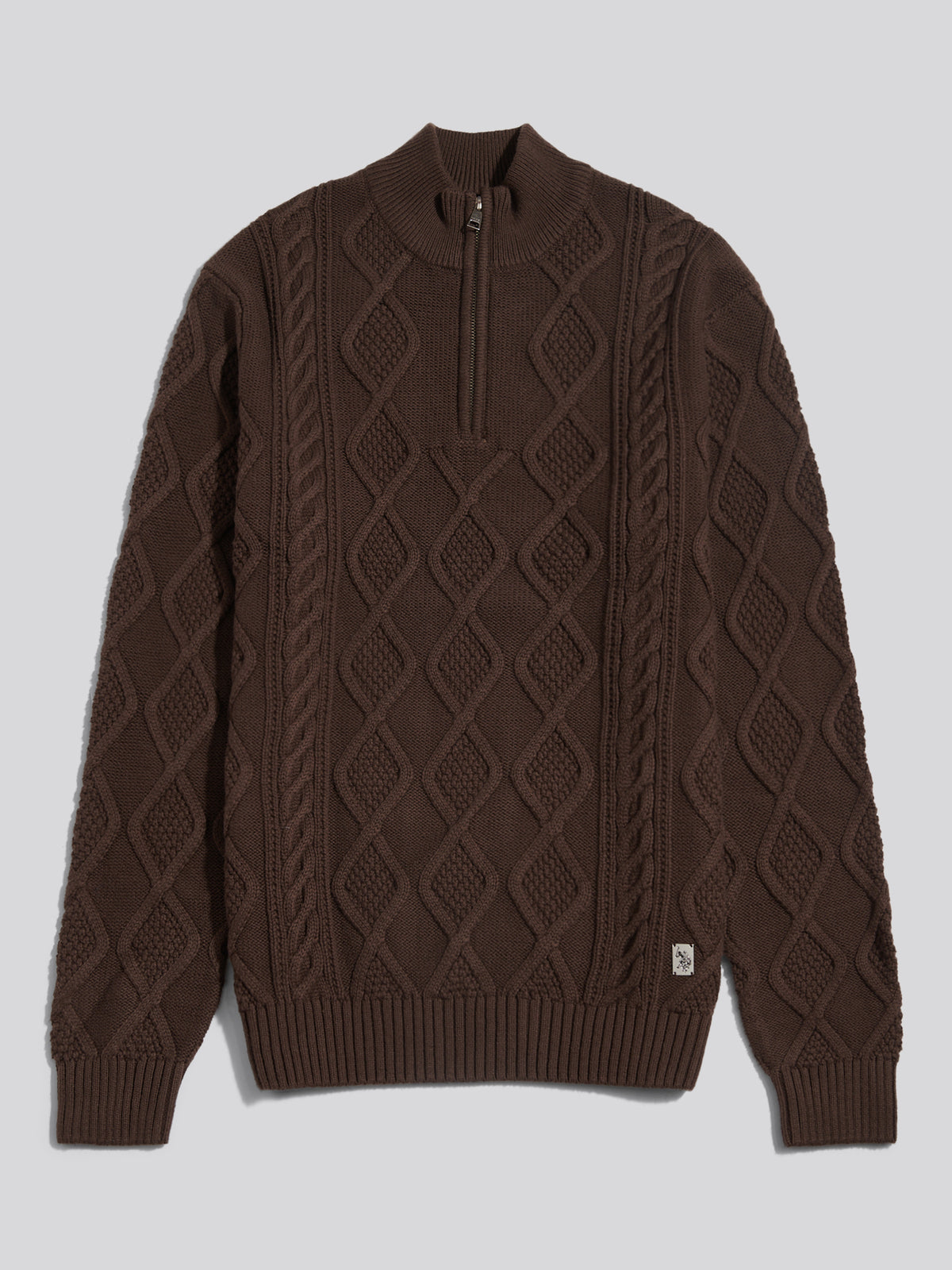 Mens Heritage Aran Nep Half Zip Knit Jumper Bracken