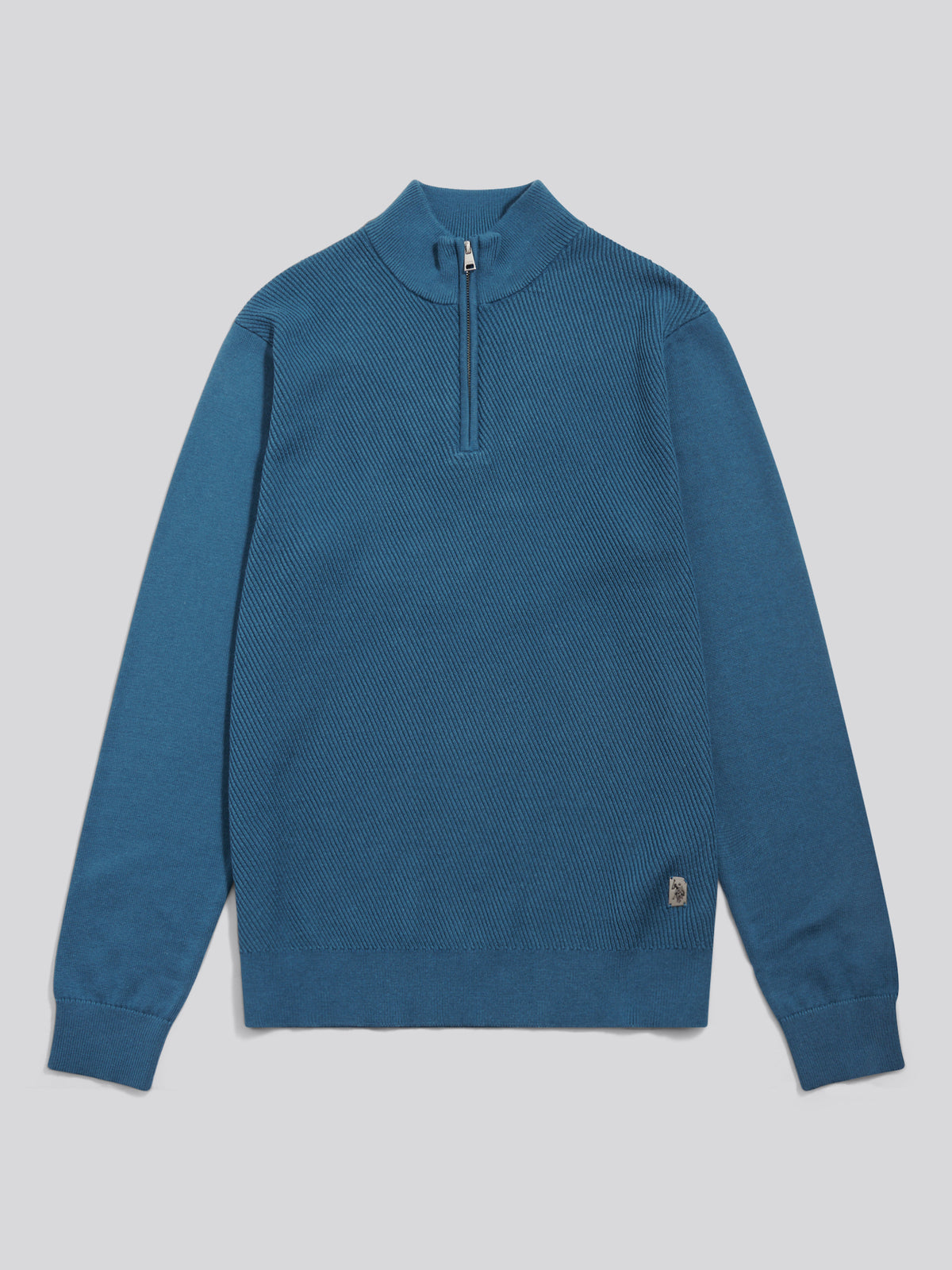 Mens Twill Funnel Neck Quarter Zip Knit Midnight